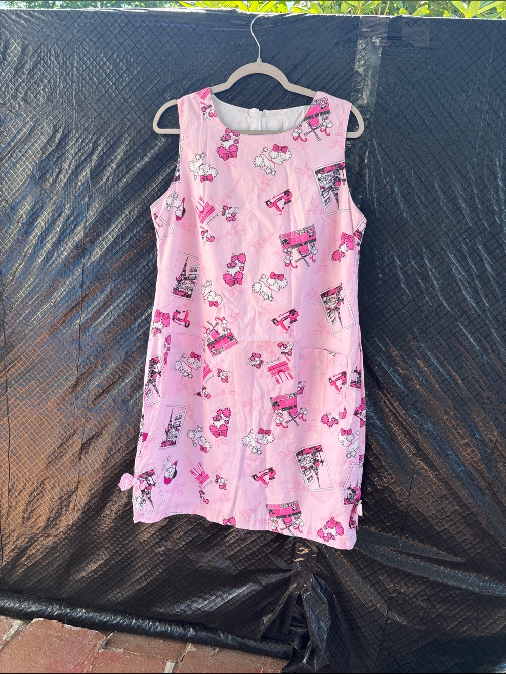 Girls' Pink Sleeveless Printed Casual Dress